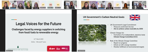 screenshots of the E.ON webinar series introduction slide and a slide on the UK Government’s Carbon Neutral Goals